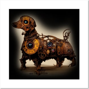 Dachshund Surreal Steampunk Artwork, Dog Lover Posters and Art